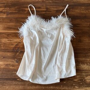 All in Favor Cream Feather Trim Camisole